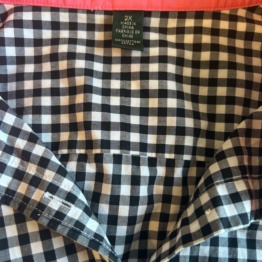 Lauren Ralph Lauren black and white checkered button-up shirt with pink - Picture 4 of 5
